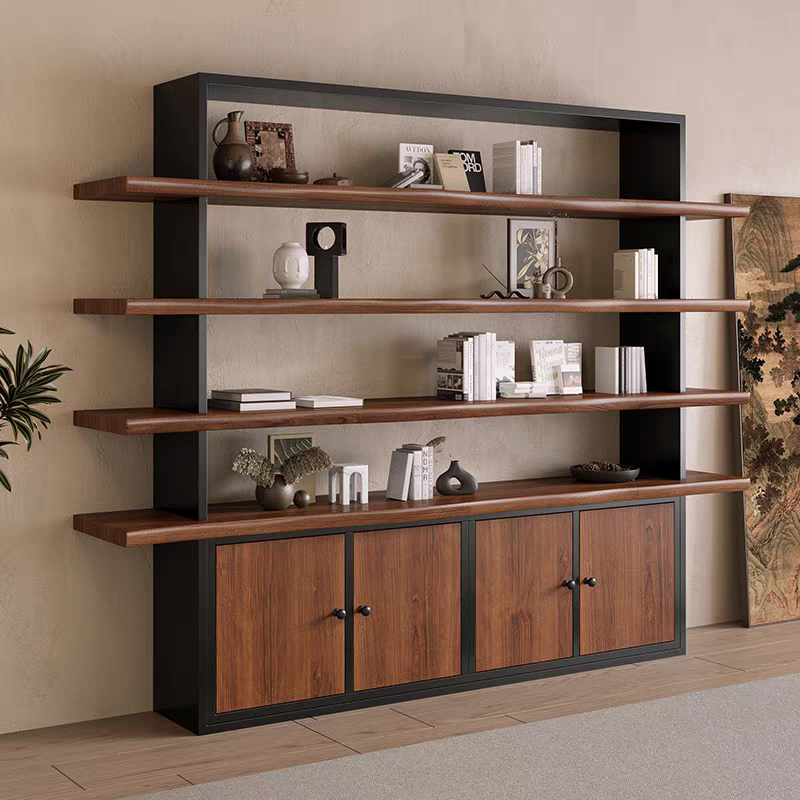 Nordic Solid Wood Bookshelf Living Room Bookcase Industrial Style Retro Iron Art Storage Rack Floor-Standing Storage Rack Display Rack Nordic Solid Wood Bookshelf Living Room Bookcase Industrial Style Retro Iron Art Storage Rack Floor-Standing Storage Rack Display Rack