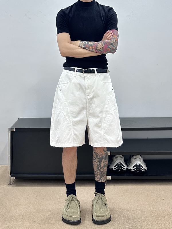 Summer New Men's Casual Shorts Trendy Brand Loose Versatile Simple Washed Vintage Style Heavy-Duty Five-Point Shorts