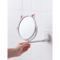 Hole-free bathroom wall folding makeup mirror wall-mounted paste small mirror simple home bathroom bathroom mirror