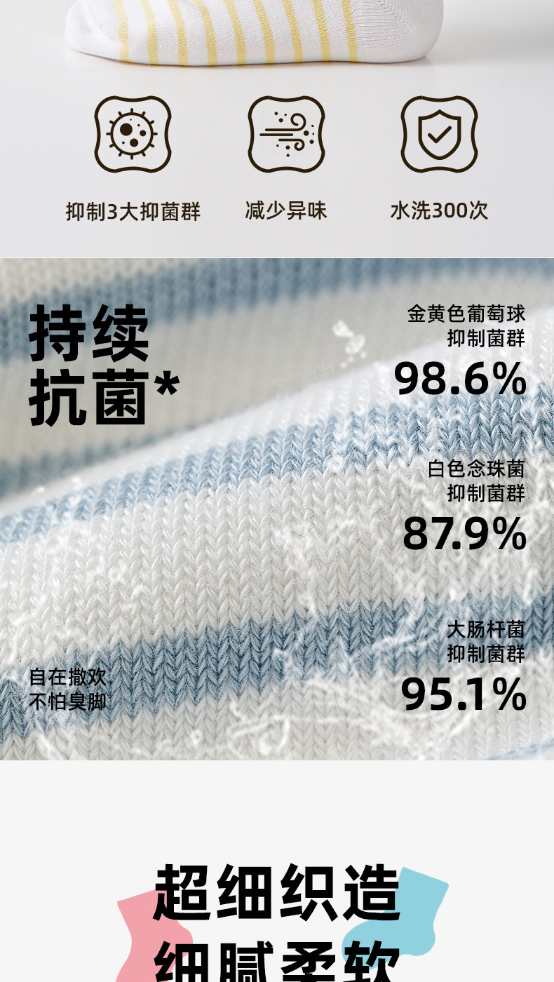 猫人儿童睡眠袜空调房睡觉穿夏季专用防受凉男女孩纯棉宽松中筒袜 — 8