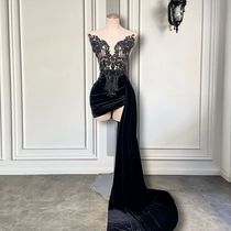 New Arrival Beaded Embroidery Women Homecoming Gowns Black V