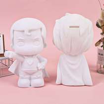 Superman diy handmade enamel piggy bank non-gypsum doll white embryo graffiti toy childrens gift pendant