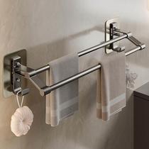 No punching towel rack bathroom traceless strong adhesive bathroom towel bar double-rod hanging towel toilet towel rack