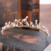 New bridal tiara pearl rhinestone crown bride princess birthday crown headband wedding dress accessories hair accessories