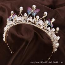 Childrens alloy crown butterfly princess performance performance hair headdress model catwalk crystal headband bridal headwear