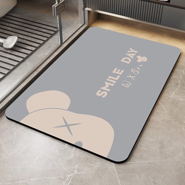 Bathroom Floor Mat, Non-Slip Mat for Bathroom Entrance, Diatomaceous Earth Absorbent Mat, Quick-Drying Cartoon Household Carpet
