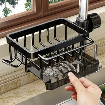Kitchen Faucet Storage Rack, Dishwashing Sink Supplies, Household Draining Basket, Multi-Functional Cloth Storage Rack
