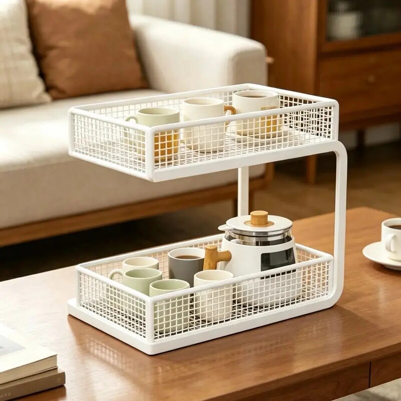 Metal Material Double-Layered】Desktop Storage Rack Multi-Functional Layered Storage Rack for Dining Table, Dining Side, and Bathroom Hardware Metal Material Double-Layered】Desktop Storage Rack Multi-Functional Layered Storage Rack for Dining Table, Dining Side, and Bathroom Hardware