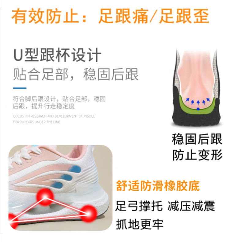 Special Women's Shoes for Flat Feet, Arch Support, Foot Valgus Correction, Flat Feet Improvement, Heel Pain Relief, Professional Running Shoes for Women