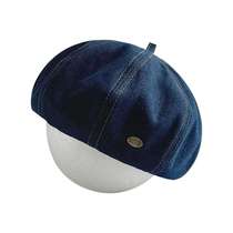 Trendy~New denim beret for women three-dimensional version slim and cute blue painter hat painter hat