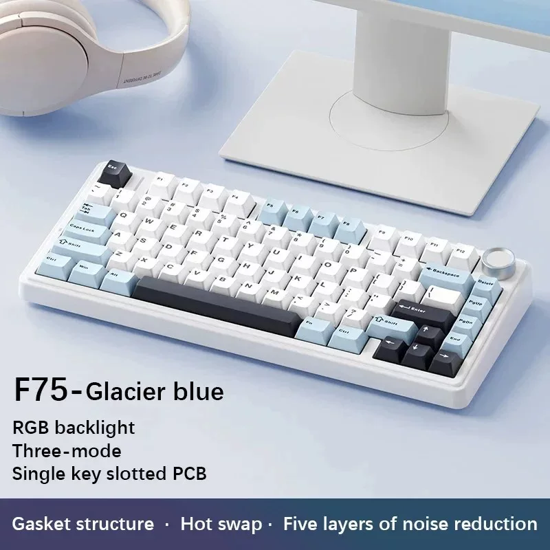 Клавиатура с механикой Wolf Spider F75 RGB в три режима поддерживает беспроводное Bluetooth-ключевая для игр