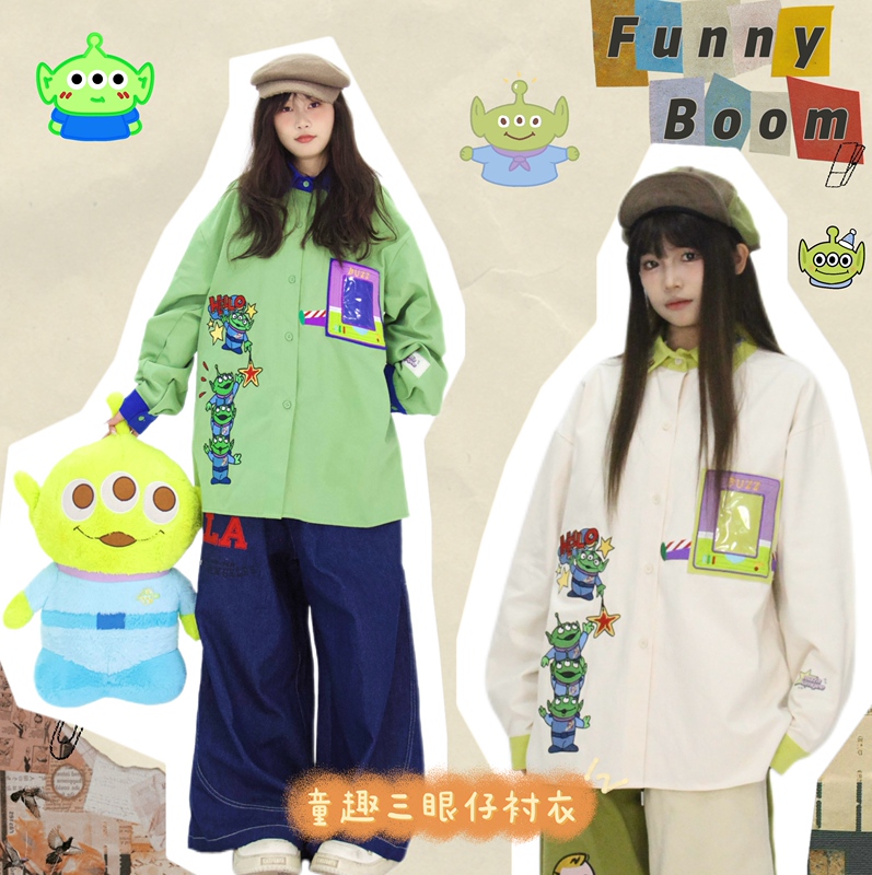Funnyboom Explosive Store - Original Casual Loose-Fitting Retro American Cartoon Trendy Childlike Three-Eyed Boy Shirt