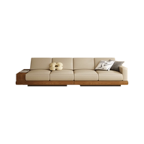 Muzuki solid wood sofa living room 2024 new French retro North American red oak straight row Roger suspended sofa