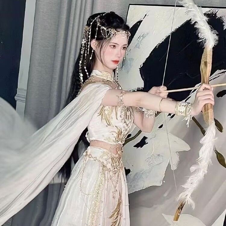 Exotic Dunhuang Flying Fairy Western Region Princess Dancer White Elf Holy Maiden Hanfu Popular Travel Photography Super Fairy Outfit Exotic Dunhuang Flying Fairy Western Region Princess Dancer White Elf Holy Maiden Hanfu Popular Travel Photography Super Fairy Outfit