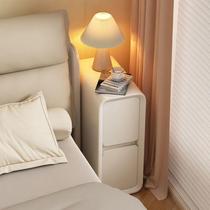6R Cream Style Bedside Table Simple Modern Solid Wood Leather Bedside Table Small Ultra Narrow 20cm Minimalist Mini Storage