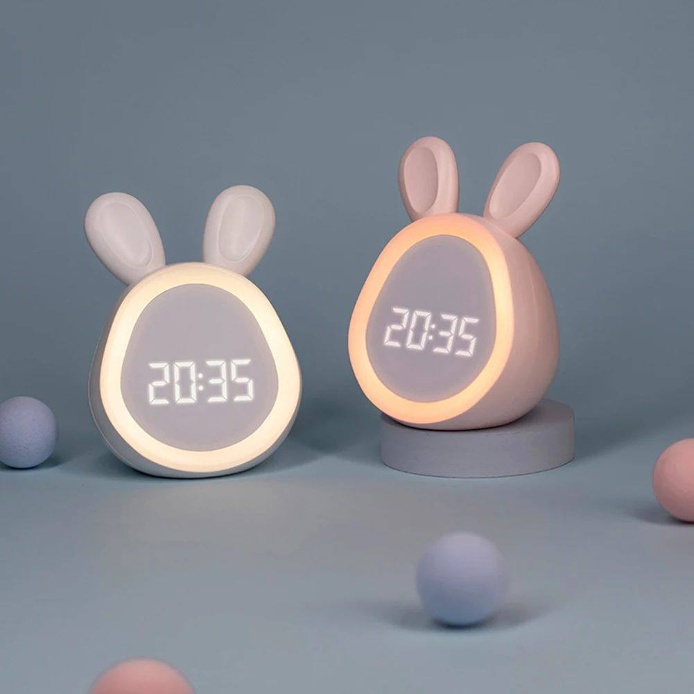 超萌宝贝好帮手:Kids Cute Rabbit Alarm Clock With Night Light Stepless Dimmi🐰⏰ ...