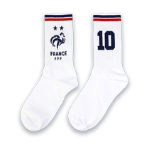 Produit officiel de léquipe nationale de France) chaussettes longues décontractées à rayures bleues et rouges avec chiffres blancs cadeau pour les Fans de Football