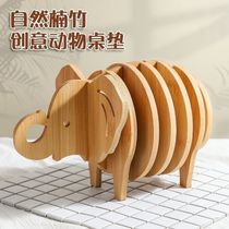 Bamboo dinner plate mat animal insulation mat creative waterproof and oil-proof table mat decorative ornaments home bowl mat coaster