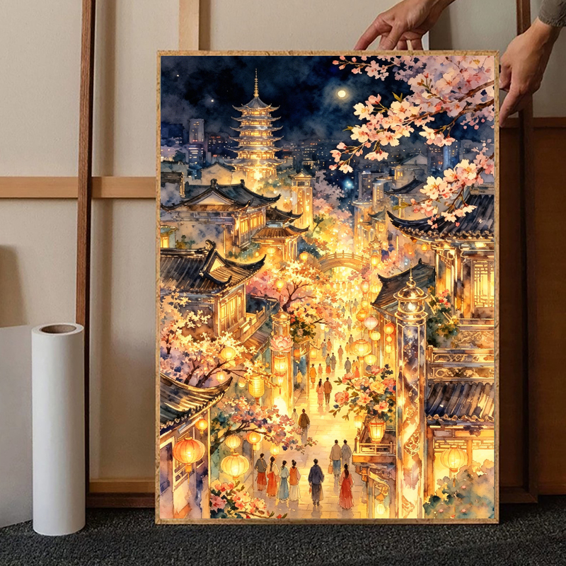 2026 New Diamond Painting of Prosperous Chang'An Scenery, High-Quality Handmade DIY Sticker, 5D Full Diamond Cross Stitch for Living Room