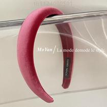 Rose headband high head solid color retro top autumn and winter French gold velvet wide hair new style red sponge simple temperament