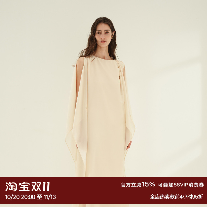 Ruthese Elegant Silk Acetate Dress for Women, Autumn Style, Asymmetrical Shawl, High-End Long Dress Ruthese Elegant Silk Acetate Dress for Women, Autumn Style, Asymmetrical Shawl, High-End Long Dress