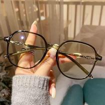 TR90 new retro myopia glasses frame mens and womens full frame round frame glasses frame anti-blue light flat glasses