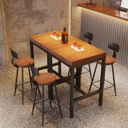 Solid Wood Wall Bar Table and Chair Square Bar Table Clear Bar Table and Chair Scattered Table Commercial Cafe Milk Tea Shop High Table