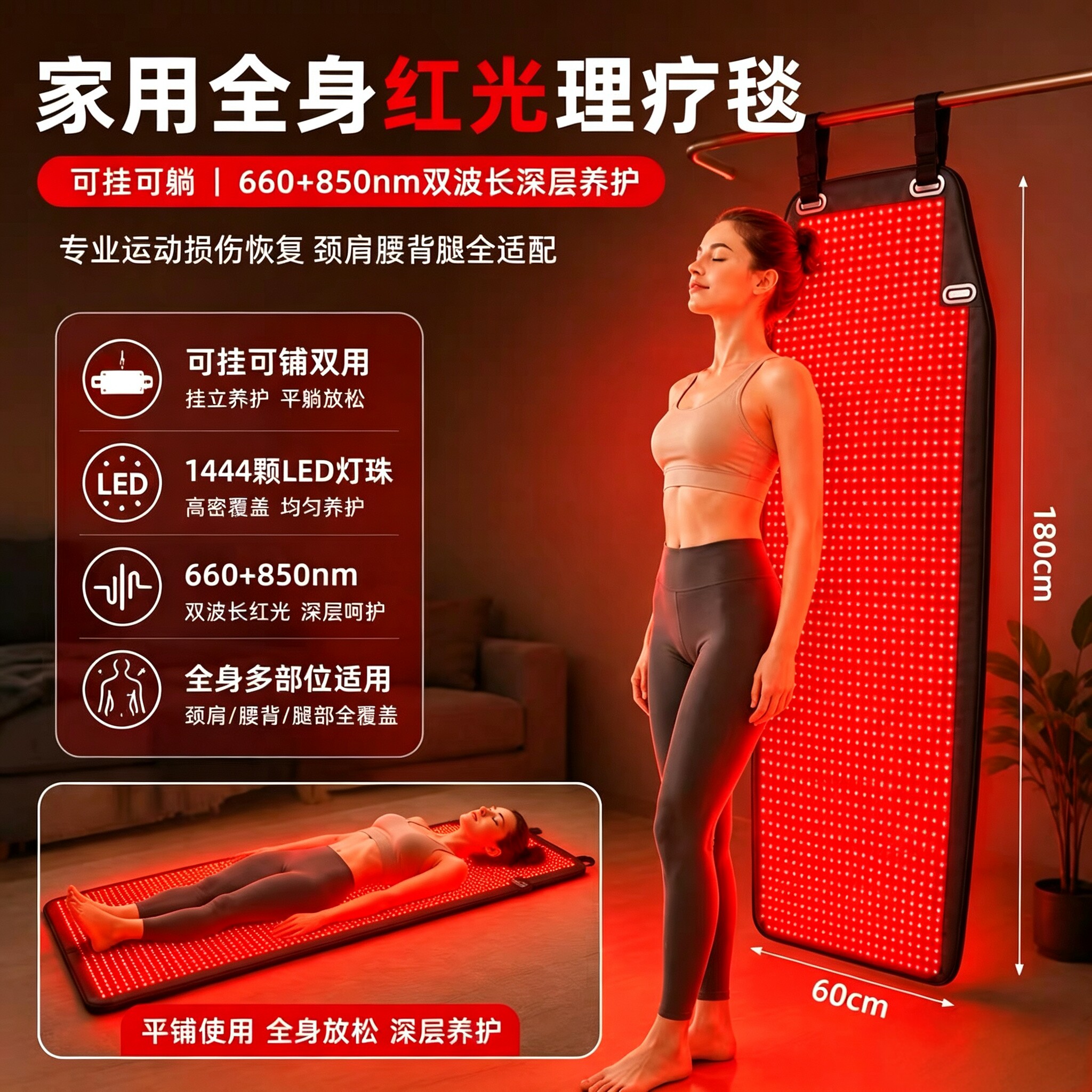 Chăn trị liệu bằng ánh sáng hồng ngoại toàn thân, chăn vật lý trị liệu, chườm nóng cho vai, cổ, eo, bụng và chân, giúp giảm đau nhức cơ bắp và hỗ trợ phục hồi thể thao.