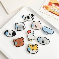 A full set of 9 pieces of sweaty animal acrylic small clips funny student stationery clips handbook note clips handbook clips