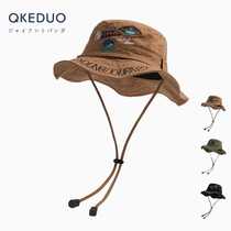 American trendy brand embroidery parent-child fisherman hat childrens outdoor versatile sunshade spring and autumn baby fashion camping mountaineering hat