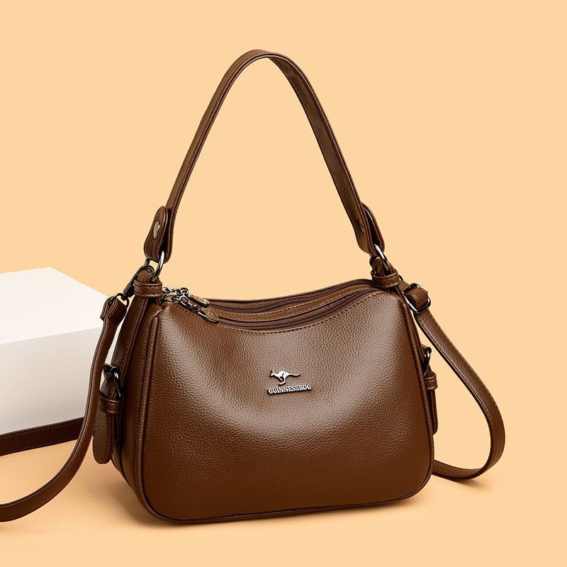 Genuine Leather Shoulder Crossbody Handbag 2025 Spring New Soft Leather Fashionable Versatile Middle-Aged Mother's Bag for Women