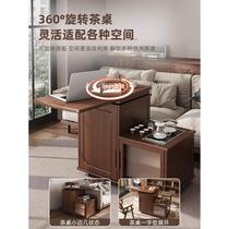 Mobile side table sofa side cabinet rotatable balcony coffee table bedroom bedside corner table living room storage shelf