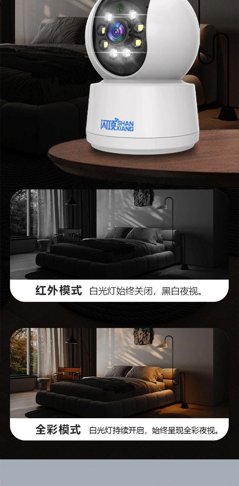 IP-камера 闪项摄像头监控家用手机远程室内360度无死角智能监控器高清夜视