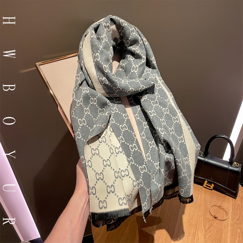 Lvаfgn Genuine High-End Cashmere Scarf for Women, Autumn and Winter Fashion Versatile Shawl, New Dual-Use Warm Accessory
