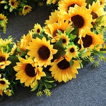 Hot Selling Simulated Sunflower Wreath 50cm Medium Autumn Harvest Season Wreath Holiday Door Hanging Decoration Amazon Manufacturer