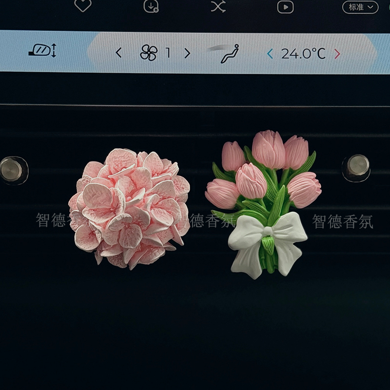 Niche Tulip Hydrangea Car Air Freshener Diffuser Stone Car Vent Decoration Perfume Car Interior Ornament