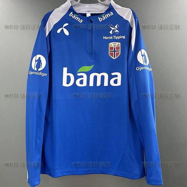 2024 Norway national team training uniform long-sleeved half-pull thumb buckle team football uniform pre-match training equipment for men