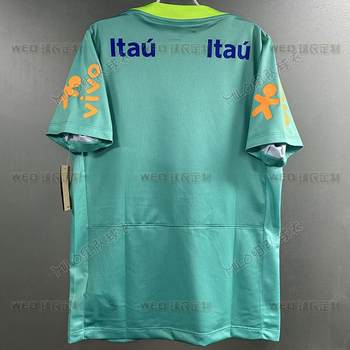 2024 Brazil National Team Training Uniform Short-Sleeved Lake Green Men's Quick-Drying Team Football Uniform Pre-Match Training Jersey
