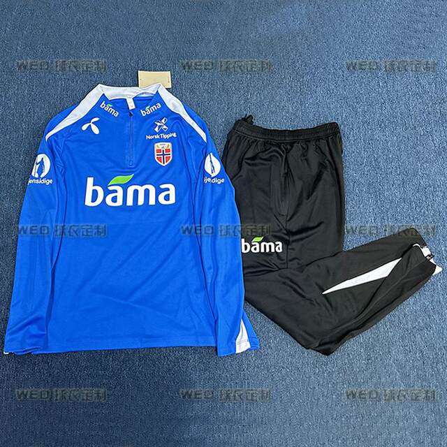 2024 Norway national team training uniform long-sleeved half-pull thumb buckle team football uniform pre-match training equipment for men