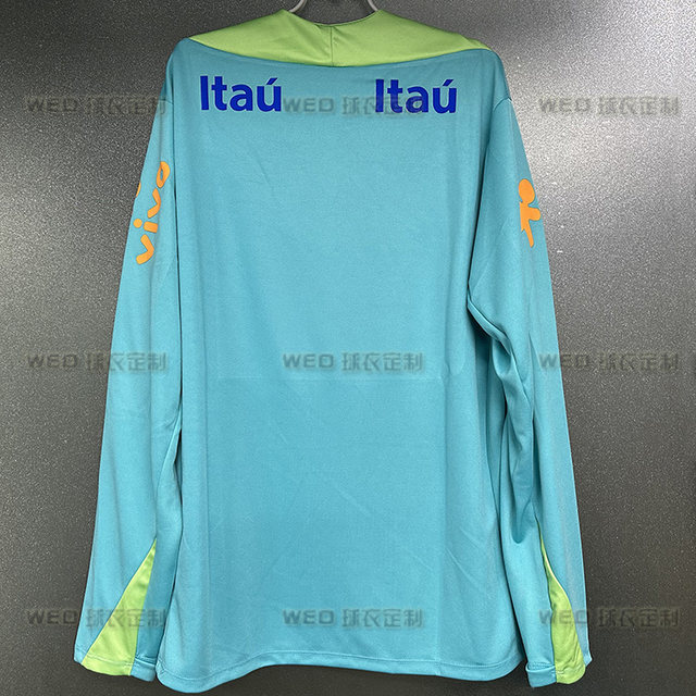 2024 Brazil national team training uniform long-sleeved half-pull thumb buckle team football uniform pre-match training equipment for men