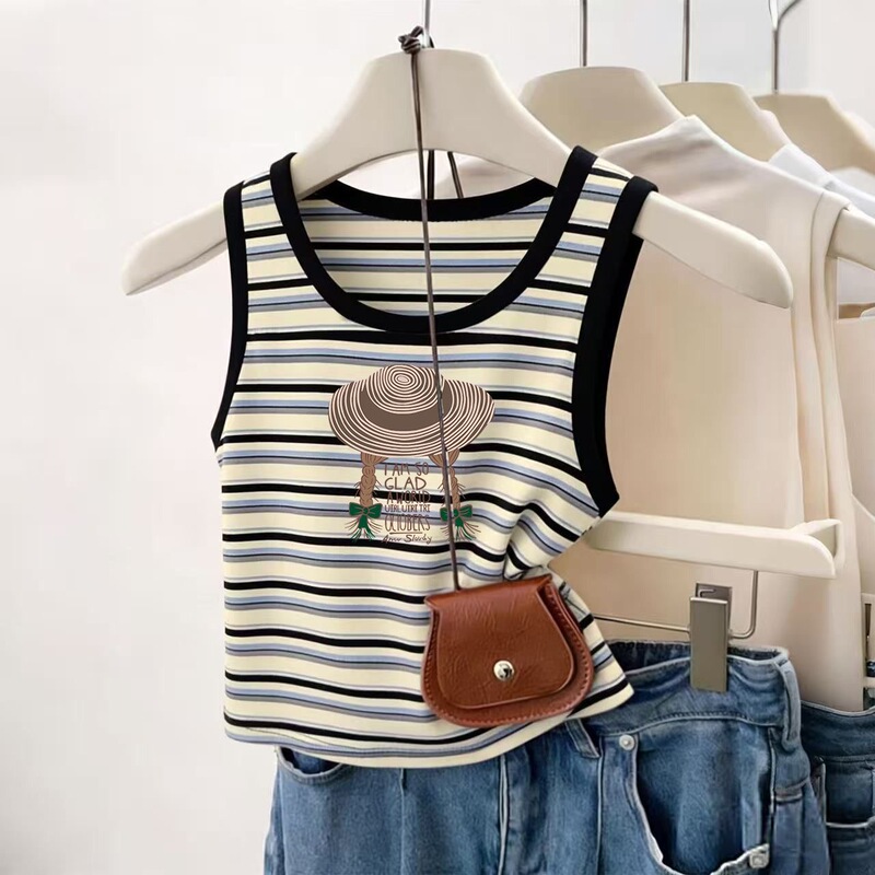 Pure Cotton 2026 Summer New Color-Block Striped Camisole for Women, Slim Fit, Stylish and Trendy Outerwear for Hot Girls Pure Cotton 2026 Summer New Color-Block Striped Camisole for Women, Slim Fit, Stylish and Trendy Outerwear for Hot Girls