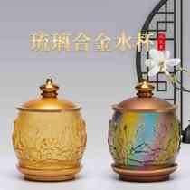 Alloy glazed holy water cup water supply cup in front of Buddha altar tribute cup Guanyin Bodhisattva lotus water purification cup factory direct sale