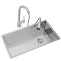 Moen handmade large single-tank 304 stainless steel washbasin honeycomb embossed undercounter basin kitchen sink pull-out faucet