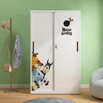 Versatile iron wardrobe household simple sliding door economical steel balcony storage cabinet environmentally friendly childrens large wardrobe
