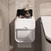 Tissue box toilet bathroom wall-mounted waterproof punch-free toilet paper paper box roll paper box creative storage rack