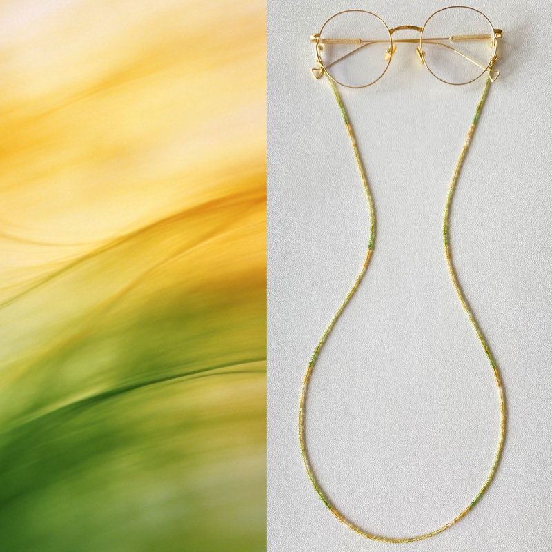 【Spring Colors】Natural Yellow-Green Tourmaline Eyeglass Chain Ultra-Fine Gradient Beaded Earphone Chain High-End Sunglasses Chain