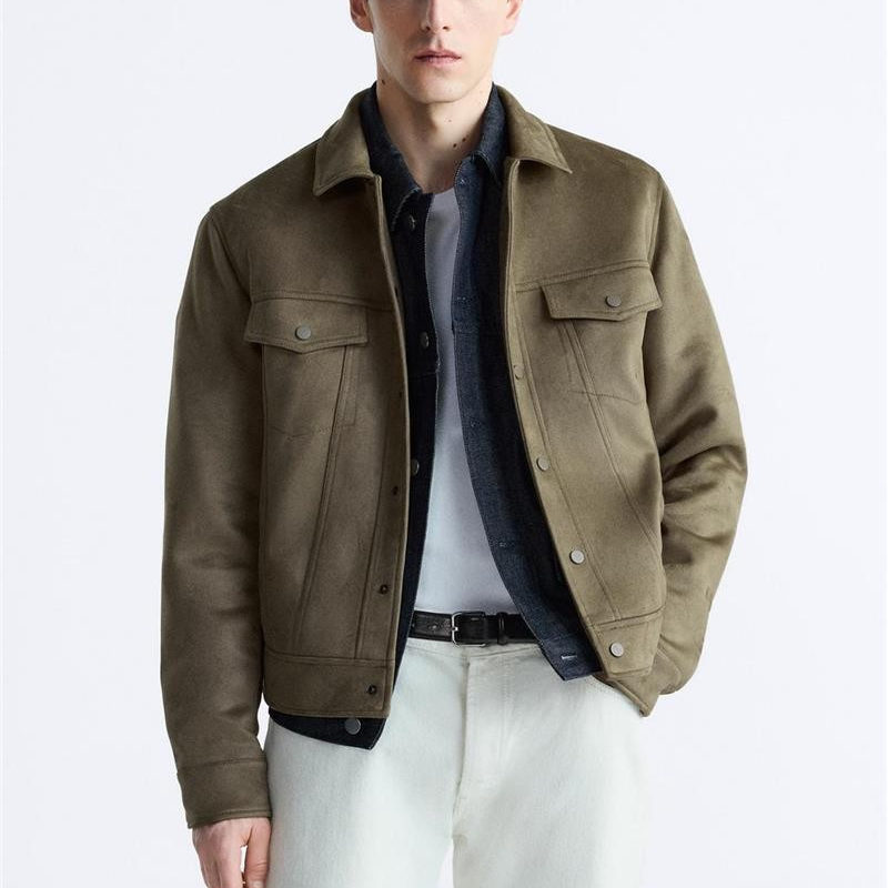 2025 Autumn/Winter New Men's Clothing Suede Texture Effect Jacket Slim Fit Suede 3548689 731