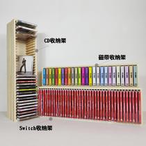 Pure solid wood CD belt rack DVD storage rack disc rack game light finishing magnetic sIBXwitch retro rack PS