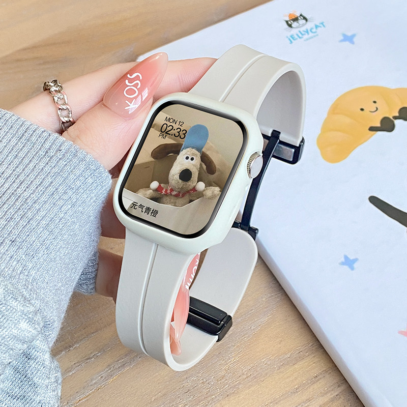 华强北watch智能手表女款心率接打电话NFC硅胶磁吸情侣运动手环男