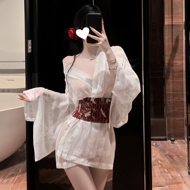 Pure Desire Lingerie, Ancient Style Hanfu, Palace Style Cosplay Maid Kimono Set, Japanese Style Qqny Lace Sexy Nightgown for Women